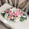 Ghirlande di fiori decorativi Lusso fai da te Decorazioni per matrimoni Tavolo Fiore Runner Fila artificiale Disposizione Centrotavola Giglio rosa Peonie Verde Le