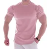 T-shirt de gymnastique hommes à manches courtes décontracté blanc mince t-shirt mâle Fitness musculation entraînement t-shirt hauts vêtements d'été 220618