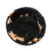 Berets Fashion Autumn Winter Leopard Fur Bucket Hat Bear Ear Ball Plush Fisherman Soft Warm Thick Basin Protection HatsBerets