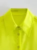 Camicette da donna Camicie da donna Camicia da donna in raso giallo con bottoni da ufficio Camicia da donna a maniche lunghe con colletto Top estivo femminile Chic Streetwear