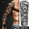 NXY TIDLIGARE TATTOO FULL ARM S Stora Black Totem Trial Boys Tatoo Fake Vattentät Skull Lion Sleeve Stickers Body Art Makeup 0330