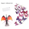 Autocollant mural papillon 3D en PVC, 12 pièces/ensemble, autocollant artistique auto-adhésif pour réfrigérateur, décoration de maison pour chambre d'enfant