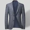 Men's Suits Men's & Blazers Minglu Spring And Autumn Male Blazer High Quality Mesh Fabric Single Breasted Mens Fashion Slim Fit Casual