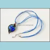 H￤nge halsband h￤ngsmycken smycken 6Kolor Murano Lampwork Glass Inner Flower Charms f￶r kvinnor g￥va Jewe Det det