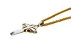 Men's Stainless Steel Pendant Necklace Simple Fashion Cross Pendants Charm Rolo Chain 3mm 24inch Gold Silver