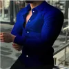 T-shirt da uomo Camicia a maniche lunghe Cardigan con bottoni di lusso sociale hawaiano Camicetta di lino Monopetto Colletto rovesciato per uomo Abbigliamento