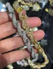 8 mm liniowy łańcuch liny 14K biały złoto sprężona sprężyna klamra decla Diamentowa biżuteria z cyrkonią cyrkonową 16 cali