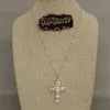 Shell Pearl Cubic Zirconia Micro Pave Halsband Mary Cross Pendant Halsband Religiös stil för Women Girl