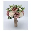 Brudbukett Silk Wedding Flower Bridesmaid Rose Peonies Boho Artificiella blommiga äktenskapstillbehör Ramos de Flores Para Novias226r