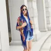 160cm femmes russe National Babushka écharpe dame gland imprimé fleuri coton foulard enveloppes plage voyage ombre châles Bandana