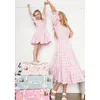 Summe mère fille robes assorties rose grille printemps famille Look maman et moi vêtements tenues maman maman bébé femmes filles robe 228239028