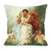 Caso de travesseiro Hans zatzka pinturas famosas cobertas de almofada da letra de amor senhora mulher linda criança cupido anjo de travesseiro de impressão 220623