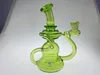 Biao verre double bras recycler style vert avec une opale fumer Pipe plate-forme pétrolière narguilé magnifiquement conçu bienvenue pour commander des concessions de prix