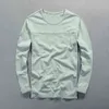 2021 Spring Men's Vintage Solid Bamboo Algodão de algodão longa T-shirts masculina camisetas casuais tshirts confortáveis ​​tops de algodão macio t220808
