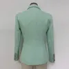 HIGH STREET Chaqueta de diseñador barroco clásico para mujer Botones de león de metal Blazer con textura de doble botonadura Verde menta 220801