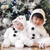 0-3 Years Toddler Born Kid Baby Boy Girl Christmas Rompers Snowman Plush Long Sleeve Jumpsuit Warm Autumn Spring Costumes 220525