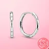 Hoop & Huggie Authentic 925 Sterling Silver Round Drop Earrings Diamond Girl Jewelry GiftHoop