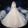 Nowa długość podłogowa ślubna suknia ślubna francuskie Temperament Gwiaździsty nieba ramię długotropeved Super Fairy Dream Forest Series Suknie ślubne Vestido de novia
