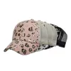 Ponytail Baseball Cap Washed Distressed Messy Bulls Trucker Mesh Pony Caps Leopard Sunflower Criss Cross Ponytail Hattor ZZA