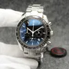 Montres pour hommes chronographe à quartz de haute qualité 44 mm Bracelet en acier inoxydable avec aiguilles rouges Lunette fixe avec un anneau supérieur affichant les marquages tachymétriques