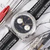 BLS Premier B01 42mm Eta A7750 Chronographe Automatique Montre Homme Acier Blanc Cadran Noir Nombre Marqueurs Bracelet Cuir AB0118A21B1X1 Super Edition Puretime 03e5