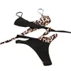 Women's Swimwear Women Swimsuits Leopard Patchwork Bathing Suits For Strap Cross Tie Up Bra Hollow Out Thong Bikini SetWomen's