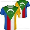 Comoros T Shirt Diy Bedava Özel Yapım İsim Numarası Des Com T-Shirt Nation Flag Km Fransız Birliği Ülke Koleji Baskı PO Kıyafetleri 220702