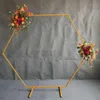 Feestdecoratie bruiloft smeedijzeren boog geometrische zeshoekige plank achtergrondarrangement decoratieve bloemen schapparty