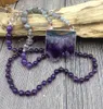 Pendant Necklaces Natural Amethysts Druzy Stone Beads Knot Handmade NecklacePendant NecklacesPendant