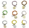 9 Styles Bracelet perlé porte-clés pendentif fête faveur ballon de sport football Baseball basket-ball Bracelet de perles en bois B0719