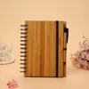 Neues Notizbuch mit Bambuseinband aus Holz, Spiralnotizblock mit Stift, 70 Blatt recyceltes liniertes Papier, Geschenke, Reisetagebuch RRB14877