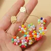 Stud creativo redondo tejido a mano flor arroz cuentas pendiente para mujer lindo europeo bohemio estético 2022 accesorios de joyeríaStud Kirs22