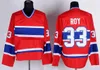 c2604 Chandails de hockey vintage 4 Jean Béliveau 9 Maur Richard 10 Guy Lafleur 29 Ken Dryden 33 Patrick Roy Maillot rétro classique Chemises cousues rouges et blanches