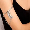 Bohemian Leaf Charm Upper Arm Bracelet Metal Leaves Tassel Pendants Arm Cuff Bangle Bracelets for Women Fashion Jewelry GC1174