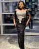 2022 Plus Size Arabic Aso Ebi Black Lace Crystals Prom Dresses Sequined Sweetheart Sheath Evening Formal Party Second Reception Dress