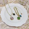 Pendant Necklaces Korean Fashion Colorful Sqaure Crystal Choker Necklace For Women Girls Vintage Metal Chain Pendants Party JewelryPendant