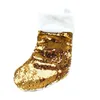 Stock SubliMation Christmas Socks Sequin Cotton Blanks Double Sided Printing Socking Festive Decorations Santa Ornament