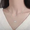 Doppelschicht Diamant-besetztes Schmetterling Halskette Japan und Südkorea Frühling und Sommer Neue trendige Halskette Indien Ins Korea Wildkaltes Colarbone Kette