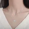 Double-layer Diamond-studded Butterfly Necklace Japan and South Korea Spring Summer New Trendy Female Ins Wild Cold Wind Collarbone Chain