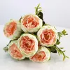 장식용 꽃 화환 모란 꽃 6 큰 머리 흰색 분홍색 실크 꽃다발 결혼식 가정 장식 장미 fldecorative