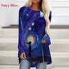 Vrouwen bloemen gedrukt casual ronde hals lange mouwen plus size katoenen tuniek losse t-shirt trui 8XL 220321