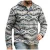 Moletons masculinos com capuz, blusas de estampa geométrica com capuz, manga comprida, blusa de botão, moda sudaderas hombre