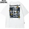 Män hiphop t shirt streetwear harajuku blommig t-shirt överdimensionerad sommar kort ärm t-shirt lösa bomullstoppar tees hiphop 220621