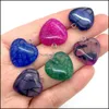 Arts And Crafts 20Mm Dragon Stripped Agate Stone Love Heart Charms Pendants Trendy For Jewelry Making Wholesal Sports2010 D Dhmqy