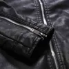 Giacca in pelle da uomo moda slim fit colletto alla coreana giacca in pu uomo anti-vento moto risvolto cerniera diagonale giacche uomo L220801