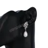 Lampadario Orecchini di perle con zirconi cubici per le donne Orecchini di dichiarazione di nozze per la sposa Gioielli Regali minimalisti per damigelle d'onore