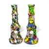 Onbreekbare Siliconen Waterpijpen Water Transfer Printing Cartoon Schedel Siliconen Shisha Siliconen-Water Bongs Beker Roken Waterpijp Water-rook-buis Gift ZL1103