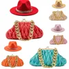 British Woolen Jazz Top Hat Men S and Women s Big Brim Hat Chain Big Brim Felt Hat Bag Set 220516