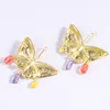 Серьги с бабочкой для женщин красочные каменные кулонные кулонные серьги в форме бисера