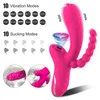 Sex Massager Sex Toy 3 i 1 klitoris sucker dildo vibrator kvinnlig för kvinnor g spot tunga slickande klitisk vakuumstimulator anal för vuxna cxun